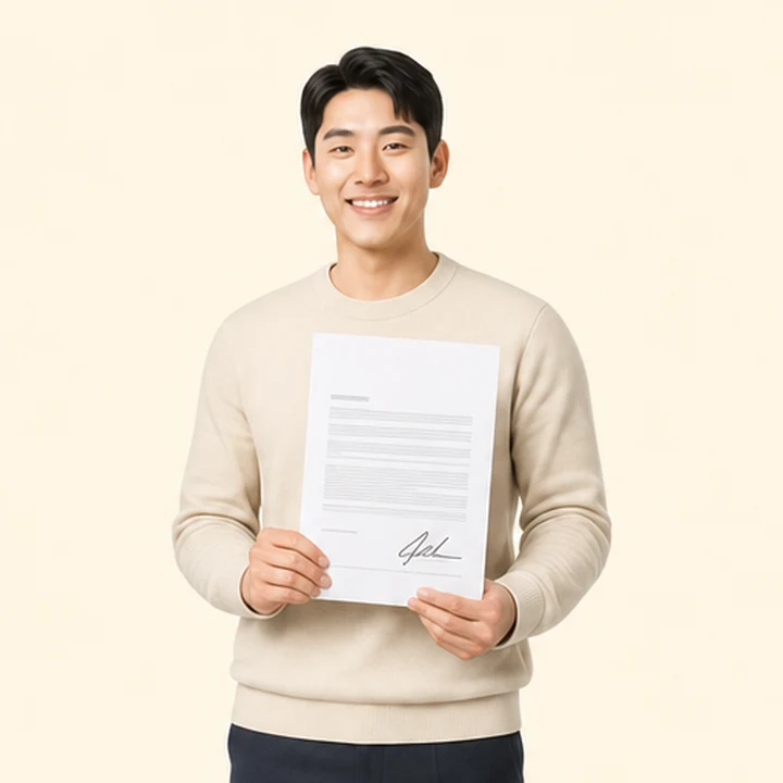 대학생 장기렌트카 서면 견적서를 들고 있는 고객